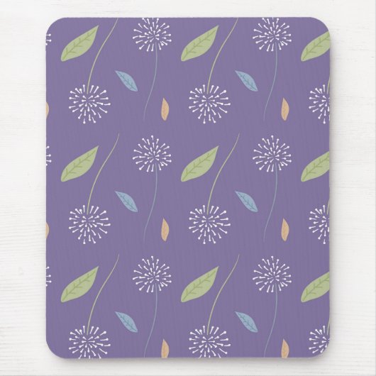 Nahtlose Violette Blumenschrift Mousepad (Vorne)