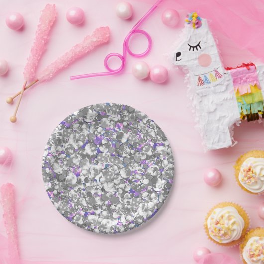 Nahtlose violette lila Silberglatter-Glitzern gl Pappteller (Party)