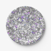 Nahtlose violette lila Silberglatter-Glitzern gl Pappteller (Vorderseite)