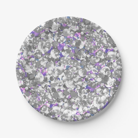 Nahtlose violette lila Silberglatter-Glitzern gl Pappteller (Vorderseite)
