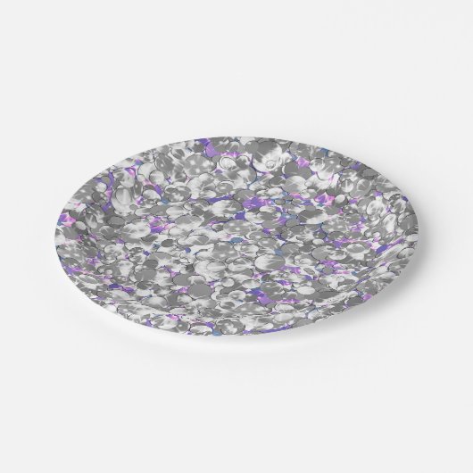 Nahtlose violette lila Silberglatter-Glitzern gl Pappteller (Schrägansicht)