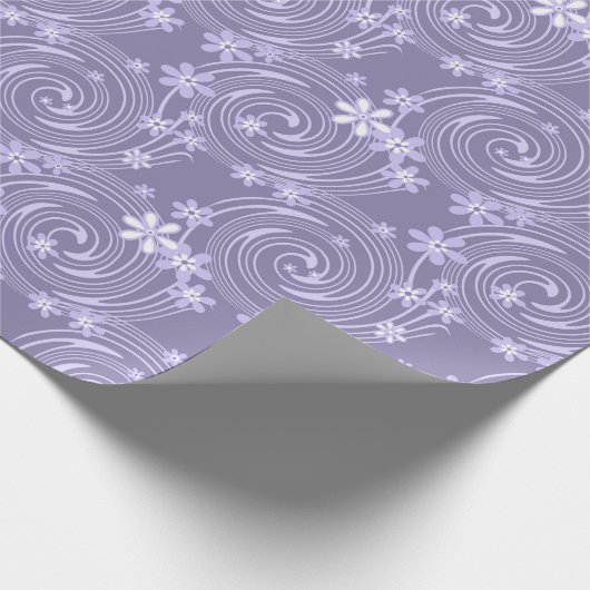 Nahtlose violette, wirbelfarbene Blume Geschenkpapier (Ecke)