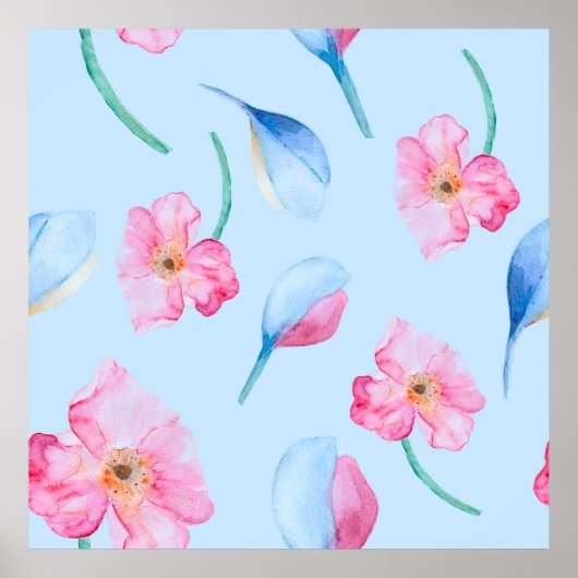 Nahtlose, von Hand gezeichnete Aquarellmuster mit Poster (Vorne)