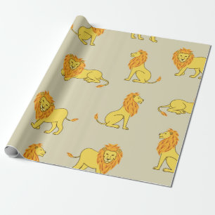 Nahtlose, von Hand gezeichnete Löwenmuster. Vintag Geschenkpapier