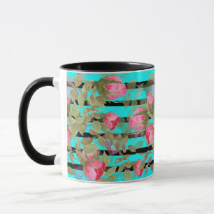 Nahtlose Wasserfarbe Blumen rosa Rosen floral Roma Tasse