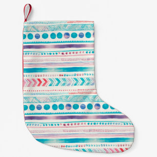 Nahtlose Wasserfarbe Ethnisches Stammbaum Ornament Kleiner Weihnachtsstrumpf