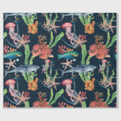 Nahtlose Wasserfarbe mit Hai und Laminat Geschenkpapier (Flach)