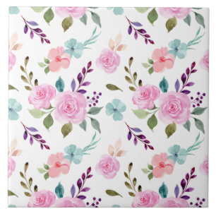 Nahtlose Wasserfarbe rosa Blume Fliese