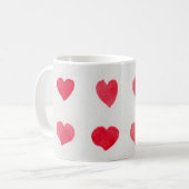 Nahtlose Wasserfarbenherzen: romantisches Muster-D Kaffeetasse (Vorderseite Links)