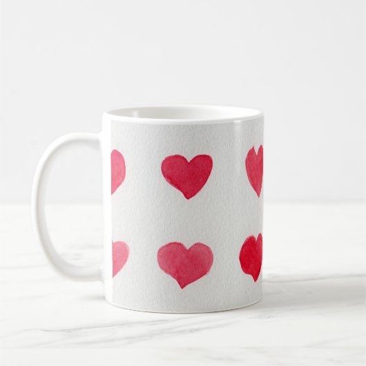 Nahtlose Wasserfarbenherzen: romantisches Muster-D Kaffeetasse (Links)