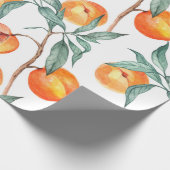 Nahtlose Wasserfarbenmuster mit Pfirsichen auf ein Geschenkpapier (Ecke)