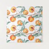 Nahtlose Wasserfarbenmuster mit Pfirsichen auf ein Wandteppich (Vorderseite (Horizontal))