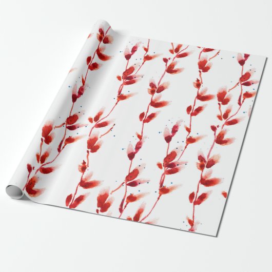 Nahtlose Wasserfarbenmuster mit pussy Weide Geschenkpapier (Ungerollt)