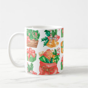 Nahtlose Weihnachts- und Neujahrsmuster mit einem Kaffeetasse