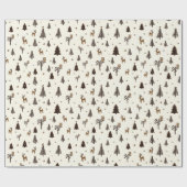 Nahtlose Weihnachtsbaum- und Hirschmuster Geschenkpapier (Flach)