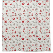 Nahtlose Weihnachtsbaummöbel Weiß Duschvorhang (Vorderseite)