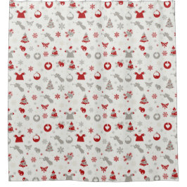 Nahtlose Weihnachtsbaummöbel Weiß Duschvorhang