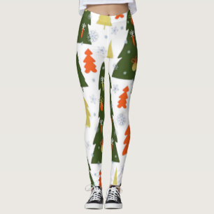Nahtlose Weihnachtsbaummuster mit dekorierter Einr Leggings