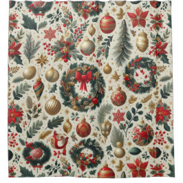 Nahtlose Weihnachtsdekoration Duschvorhang