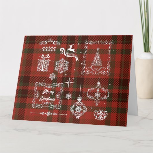 Nahtlose Weihnachtsdekoration rot-weiß Karte (Vorderseite)