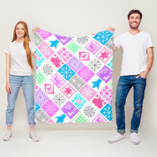 Nahtlose Weihnachtselemente geometrische Schneeflo Fleecedecke