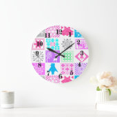 Nahtlose Weihnachtselemente geometrische Schneeflo Große Wanduhr (Zuhause)