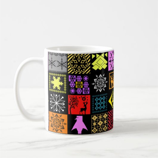 Nahtlose Weihnachtselemente geometrische Schneeflo Kaffeetasse (Links)
