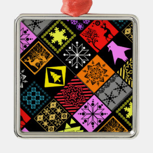 Nahtlose Weihnachtselemente geometrische Schneeflo Ornament Aus Metall