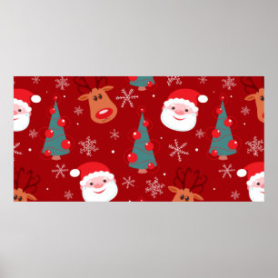 Nahtlose Weihnachtsmuster mit Rentiersalm Poster