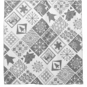 Nahtlose Weihnachtspatchwork Schneeflocken Duschvorhang (Vorderseite)