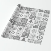 Nahtlose Weihnachtspatchwork Schneeflocken Geschenkpapier (Ungerollt)