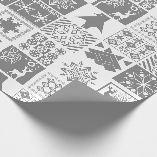 Nahtlose Weihnachtspatchwork Schneeflocken Geschenkpapier (Ecke)