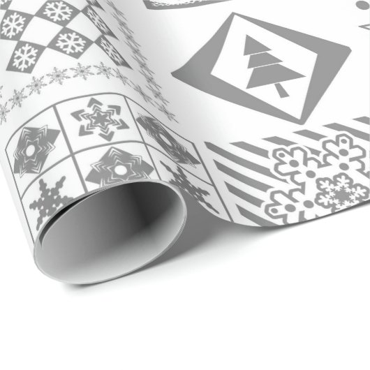 Nahtlose Weihnachtspatchwork Schneeflocken Geschenkpapier (Rolleneckpunkt)