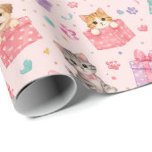 Nahtlose Welpen, Kätzchen & Geschenkmuster Geschenkpapier (Rolleneckpunkt)