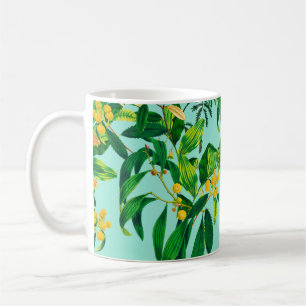 Nahtlose Wiederholung aus tropischen Blätter d Kaffeetasse