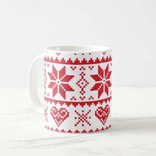 Nahtlose Wintermuster WeihnachtsTasse Kaffeetasse (Vorderseite Links)