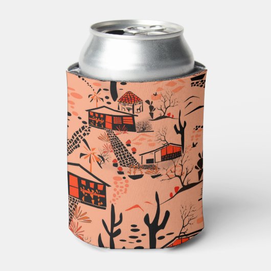 Nahtlose Wüstenlandschaft mit schwarzen Orangen Dosenkühler (Kanne Vorderseite)