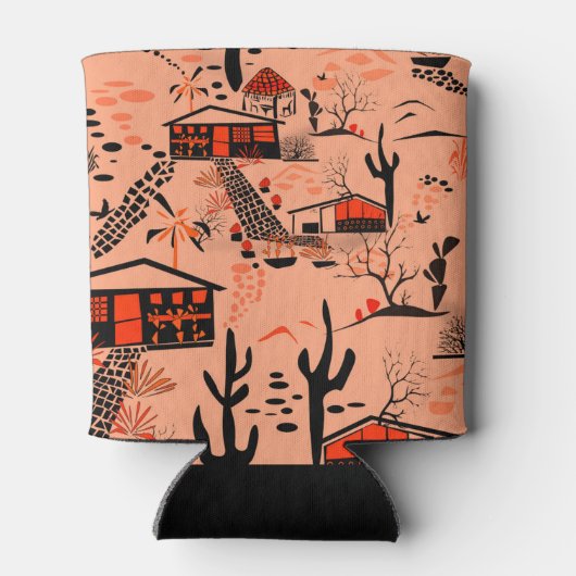 Nahtlose Wüstenlandschaft mit schwarzen Orangen Dosenkühler (Rückseite)