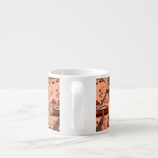 Nahtlose Wüstenlandschaft mit schwarzen Orangen Espressotasse (Rückseite)