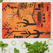 Nahtlose Wüstenlandschaft mit schwarzen Orangen Geschirrtuch (Gefaltet)