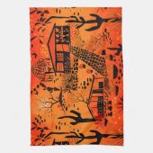 Nahtlose Wüstenlandschaft mit schwarzen Orangen Geschirrtuch (Vertikal)