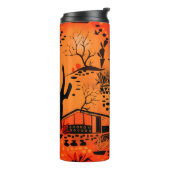 Nahtlose Wüstenlandschaft mit schwarzen Orangen Thermosbecher (Nach links gedreht)