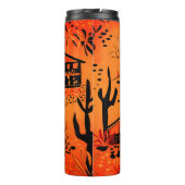 Nahtlose Wüstenlandschaft mit schwarzen Orangen Thermosbecher (Rückseite)