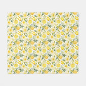 Nahtlose Zitrone mit grünen Blätter und Blume Fleecedecke (Vorderseite (Horizontal))