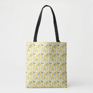 Nahtlose Zitrone mit grünen Blätter und Blume Tasche