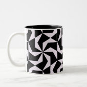 Nahtloser Abstrakter geometrischer Hexagon in Schw Zweifarbige Tasse (Links)