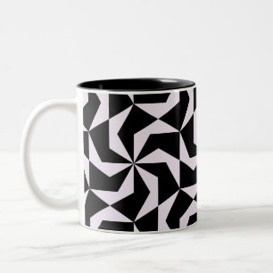 Nahtloser Abstrakter geometrischer Hexagon in Schw Zweifarbige Tasse