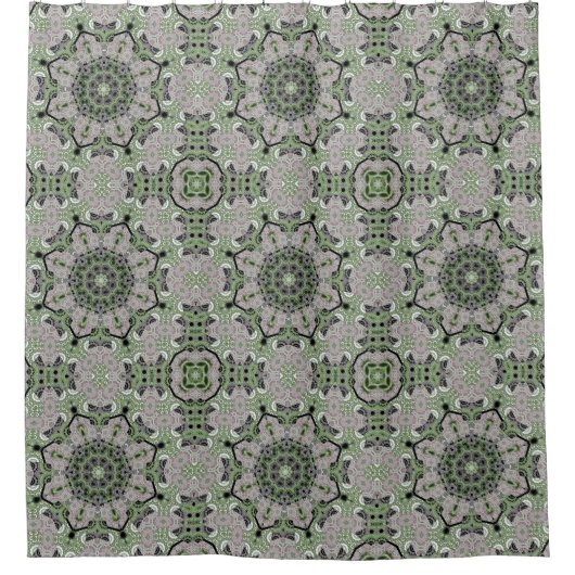 Nahtloser abstrakter, grau-grüner Deko Duschvorhang (Vorderseite)