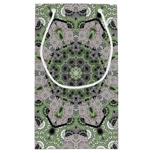 Nahtloser abstrakter, grau-grüner Deko Kleine Geschenktüte (Rückseite)