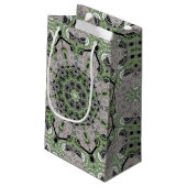 Nahtloser abstrakter, grau-grüner Deko Kleine Geschenktüte (Rückseite Schrägansicht)